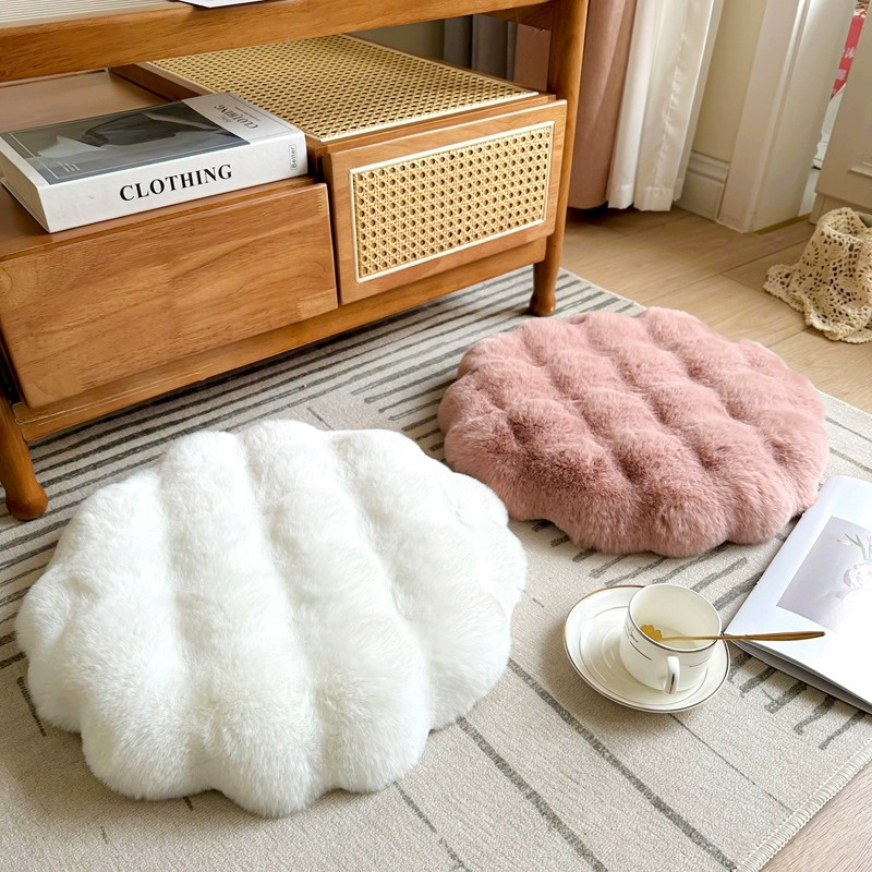 Acupressure Mat Set - Faux Rabbit Fur Futon Cushion, Round