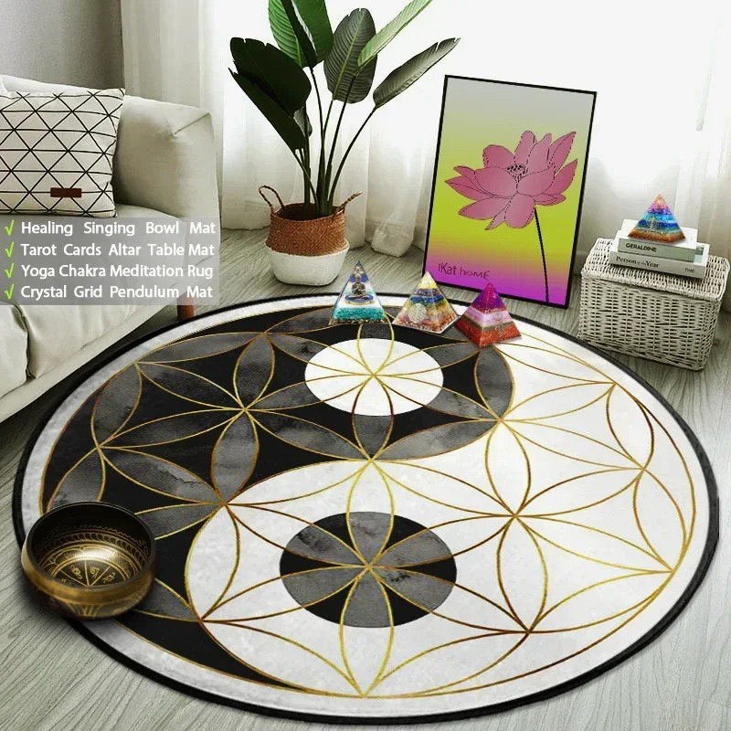 Yin Yang Taiji Round Rug Flowe - Acupressure Mat Set review and price