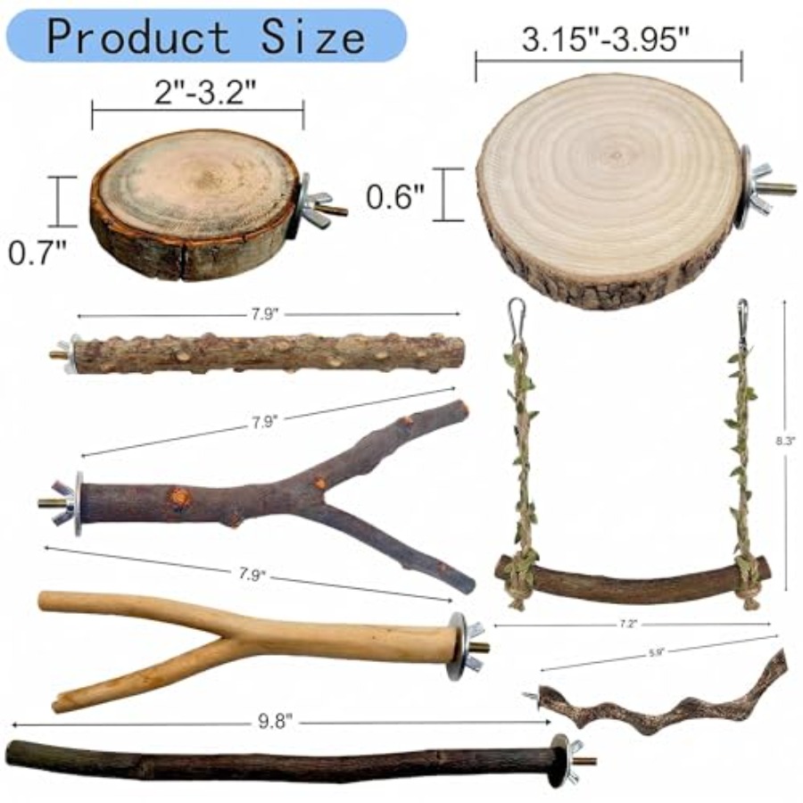8PCS natural wood bird perches - Health & Wellness Expo review and price